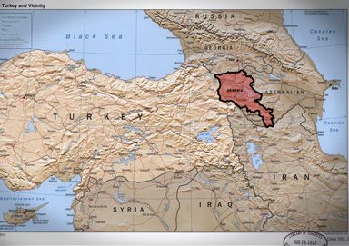 Map showing Armenia and its regional context